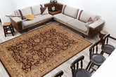 handmade Traditional Kafkaz Brown Tan Hand Knotted RECTANGLE 100% WOOL area rug 9 x 12